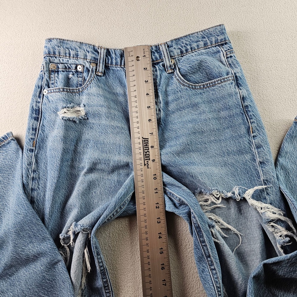 Aeropostale 90's Baggy Distressed Denim‎ Jeans Women 28W Blue Straight Leg - Picture 6 of 13